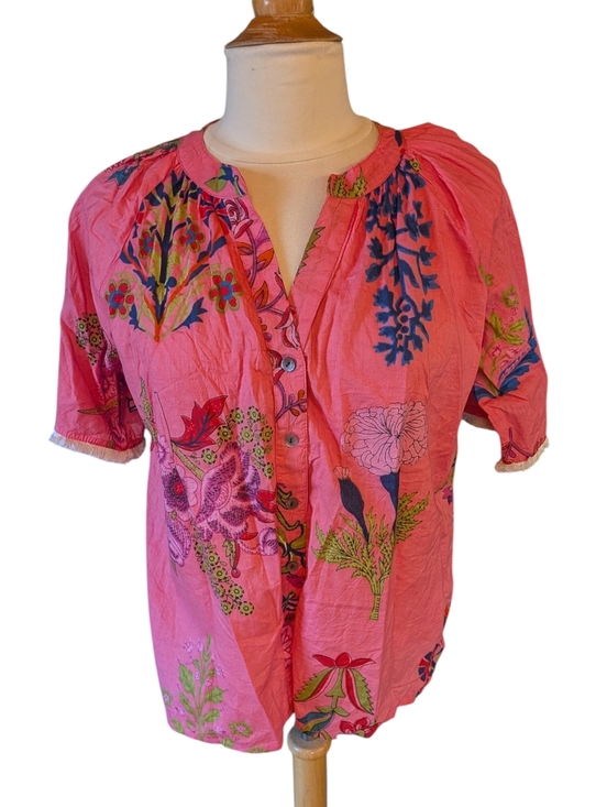 THML Tops - THML Like New Vibrant Floral Pink Top, 100% Cotton Size M